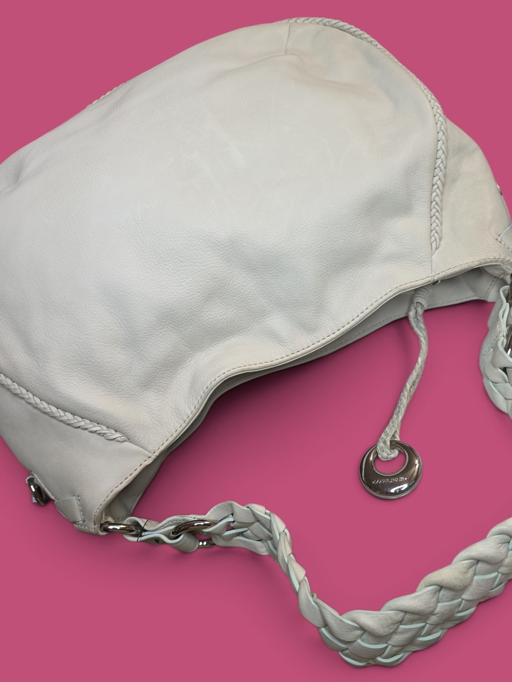Donald J. Pliner Vintage Cream Braided-Handle Shoulder Bag NWT Retail $320 - Picture 8 of 15